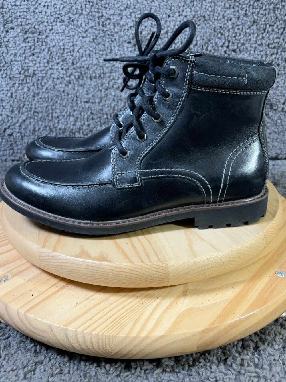 Clarks Curington High Boots Mens Size 9 Black Leather Lace Up Chukka Ankle